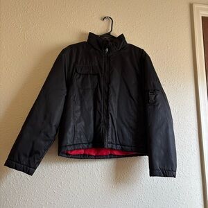 Rainbow West Men's Puffer Jacket in Black with Red Lining